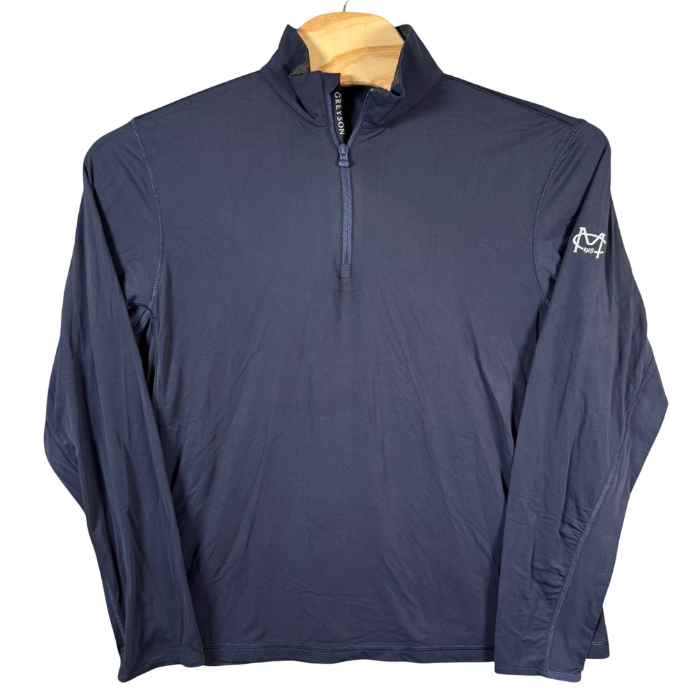 Greyson Pullover Quarter Zip Mens Large Navy Blue Performance Golf Long Sleeve